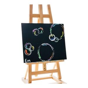 Handmade Bubble Painting Abstract Canvas Art: Colorful Modern Nursery Decor